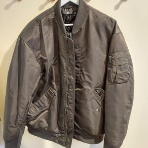 +j Jil Sander Uniqlo Gray Oversized Bomber Jacket